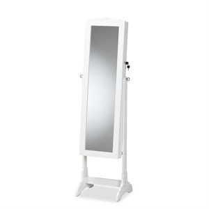 baxton studio madigan white finished wood jewelry armoire with mirror