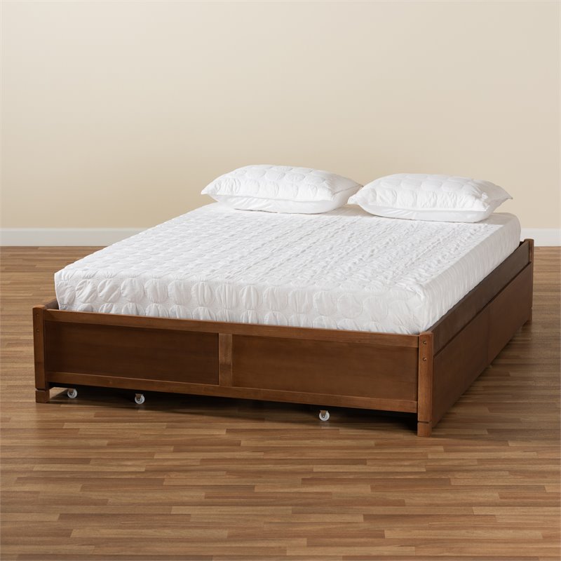 Baxton Studio Yara Brown Finished Wood Queen Size 4-Drawer Platform Storage Bed