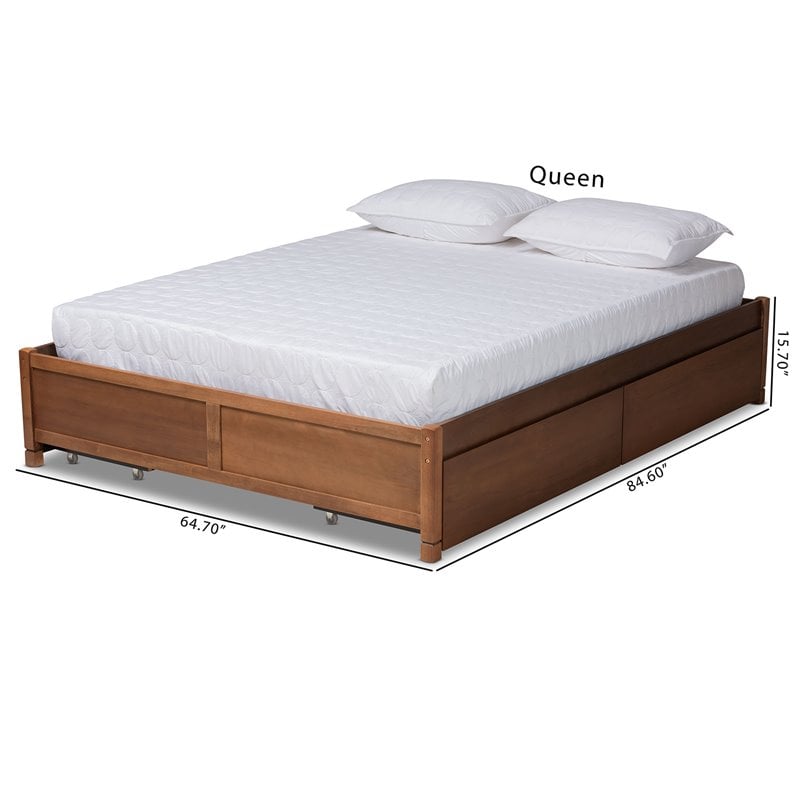 Baxton Studio Yara Brown Finished Wood Queen Size 4-Drawer Platform Storage Bed