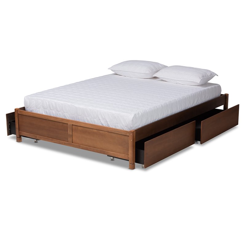 Baxton Studio Yara Brown Finished Wood Queen Size 4-Drawer Platform Storage Bed