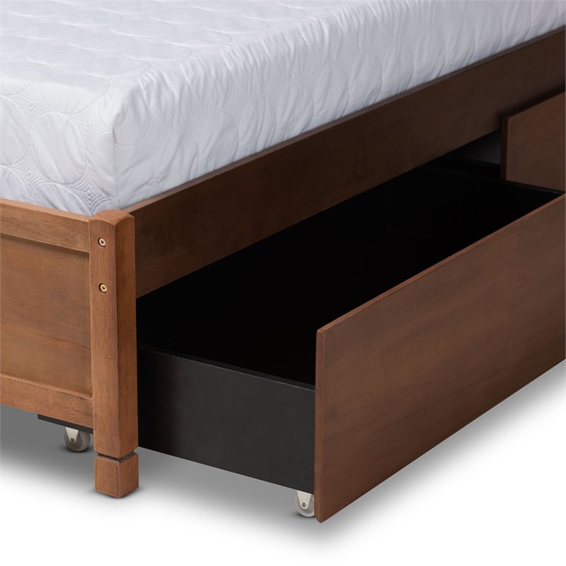 Baxton Studio Yara Brown Finished Wood Queen Size 4-Drawer Platform Storage Bed