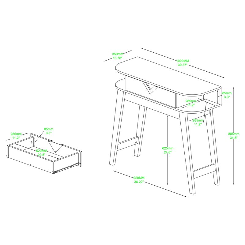 Baxton Studio Wales Light Brown Finished Wood 1-Drawer Console Table