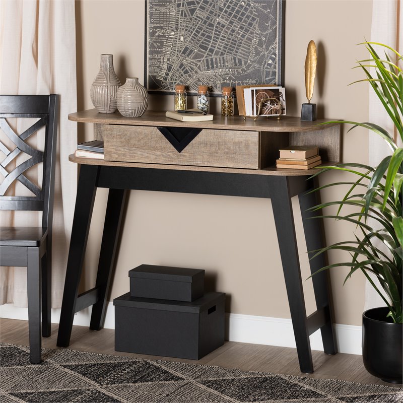 Baxton Studio Wales Light Brown Finished Wood 1-Drawer Console Table