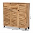 Baxton Studio Coolidge Brown Finished Wood 3-Door Shoe Storage Cabinet