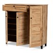 Baxton Studio Coolidge Brown Finished Wood 3-Door Shoe Storage Cabinet