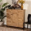 Baxton Studio Coolidge Brown Finished Wood 3-Door Shoe Storage Cabinet