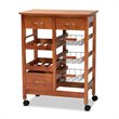 Baxton Studio Crayton Brown Finished Wood Kitchen Storage Cart