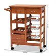Baxton Studio Crayton Brown Finished Wood Kitchen Storage Cart