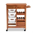 Baxton Studio Crayton Brown Finished Wood Kitchen Storage Cart