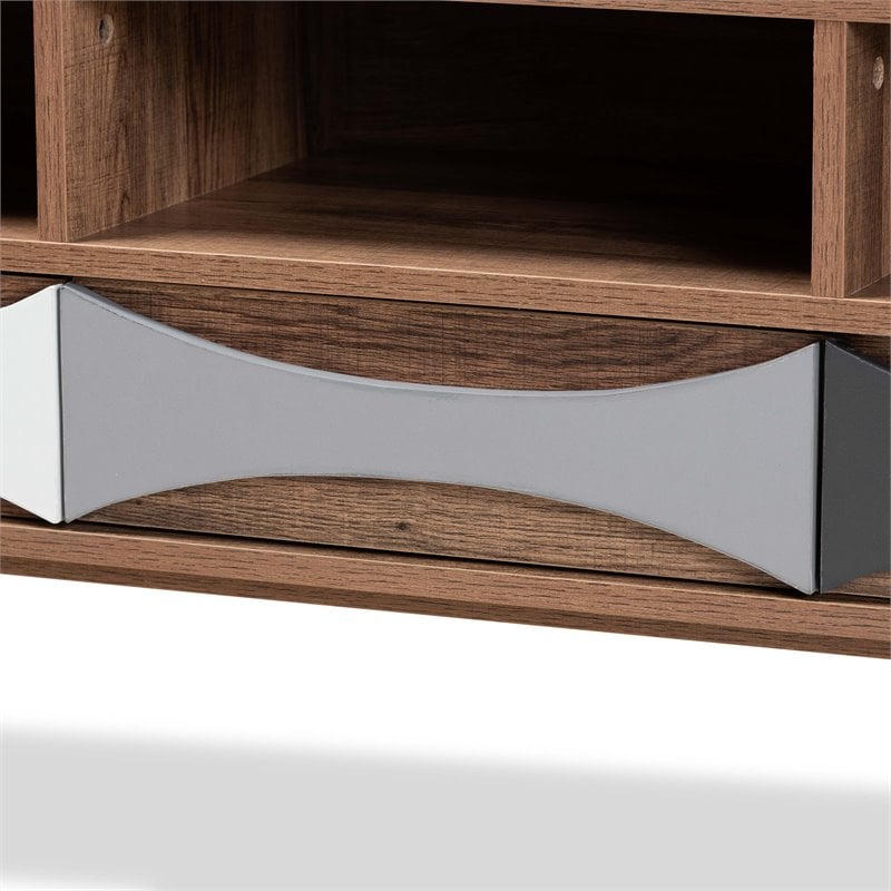 Baxton Studio Leane Brown Finished and Multi-Colored Wood 3-Drawer TV Stand