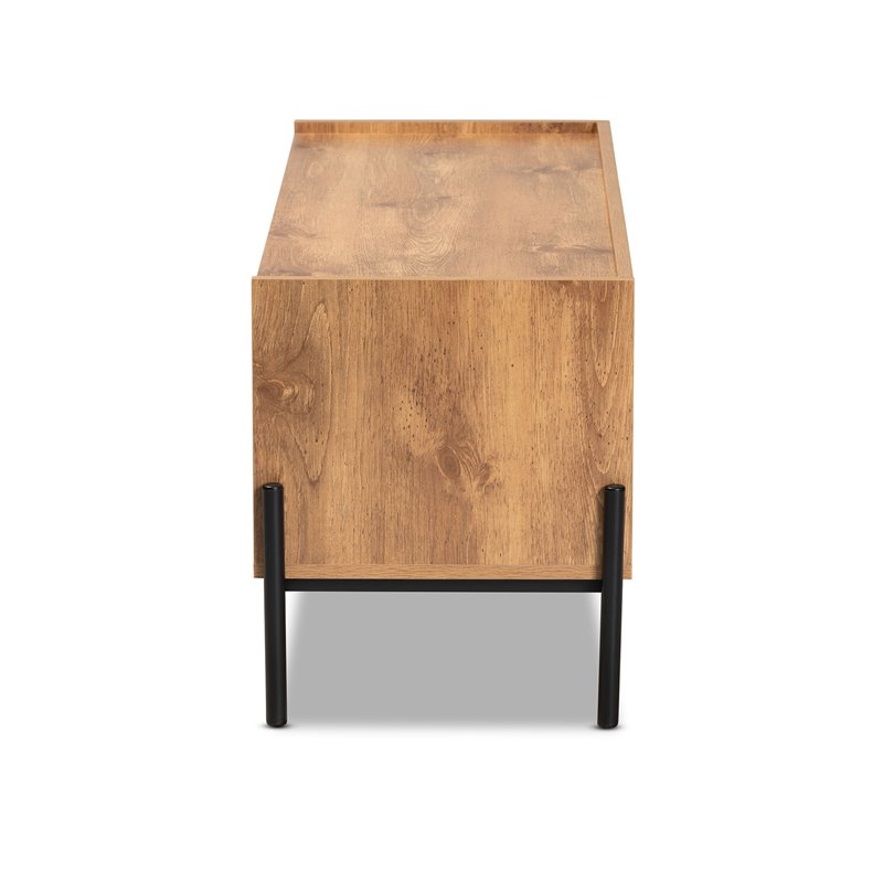 Baxton Studio Tasman Brown Finished Wood and Black Metal 2-Door TV Stand