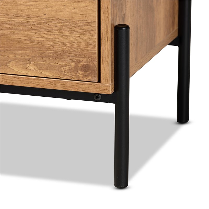 Baxton Studio Tasman Brown Finished Wood and Black Metal 2-Door TV Stand