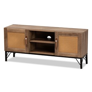 baxton studio veanna brown finished wood and black tv stand