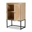 Baxton Studio Ardon Light Brown Finished Wood and Metal 2-Door Storage Cabinet
