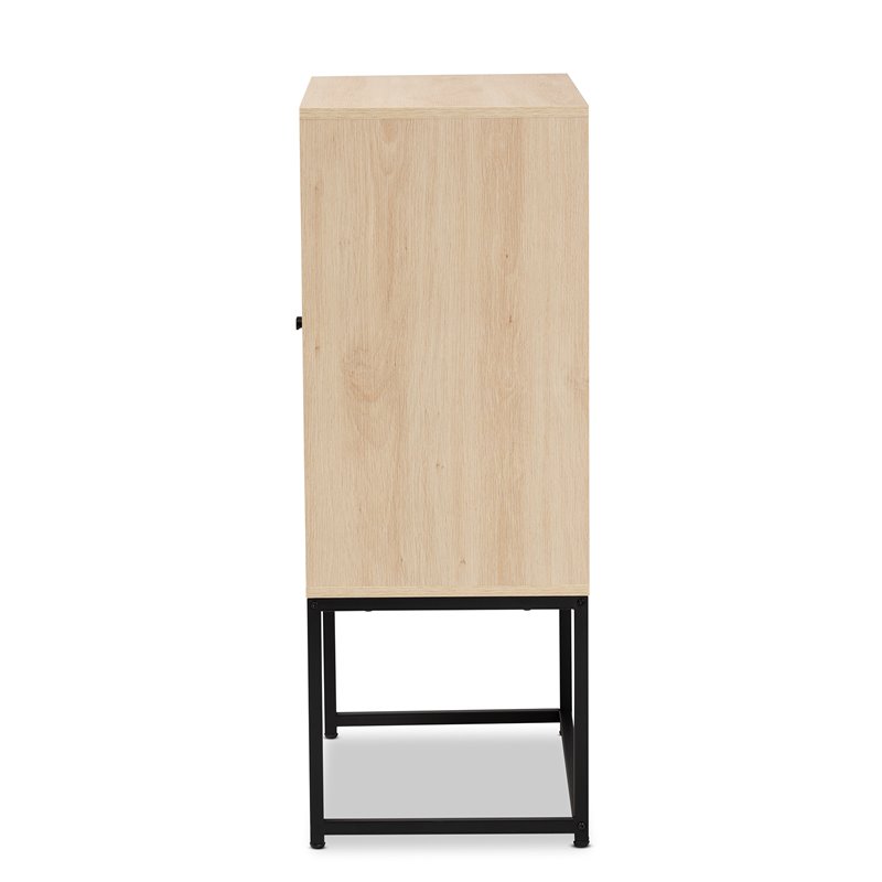 Baxton Studio Ardon Light Brown Finished Wood and Metal 2-Door Storage Cabinet