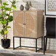 Baxton Studio Ardon Light Brown Finished Wood and Metal 2-Door Storage Cabinet