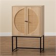 Baxton Studio Ardon Light Brown Finished Wood and Metal 2-Door Storage Cabinet