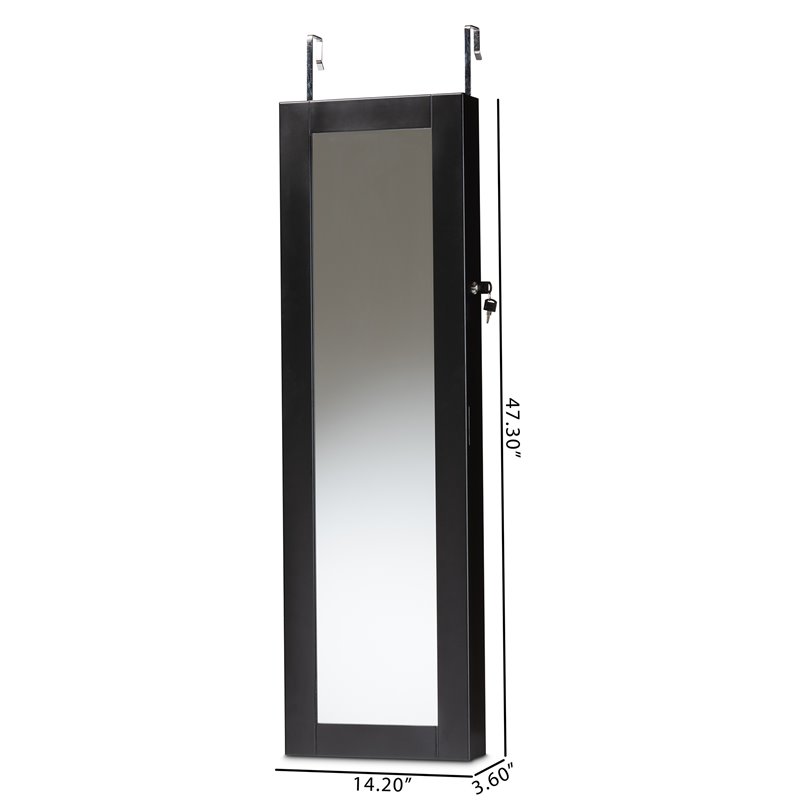 Baxton Studio Richelle Black Finished Wood Hanging Jewelry Armoire with Mirror