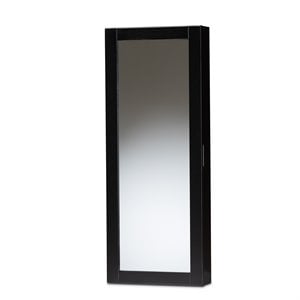 baxton studio pontus black finished wood jewelry armoire with mirror