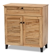 Baxton Studio Coolidge Oak Brown Finished Wood 1-Drawer Shoe Storage Cabinet