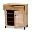Baxton Studio Coolidge Oak Brown Finished Wood 1-Drawer Shoe Storage Cabinet