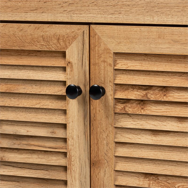 Baxton Studio Coolidge Oak Brown Finished Wood 1-Drawer Shoe Storage Cabinet