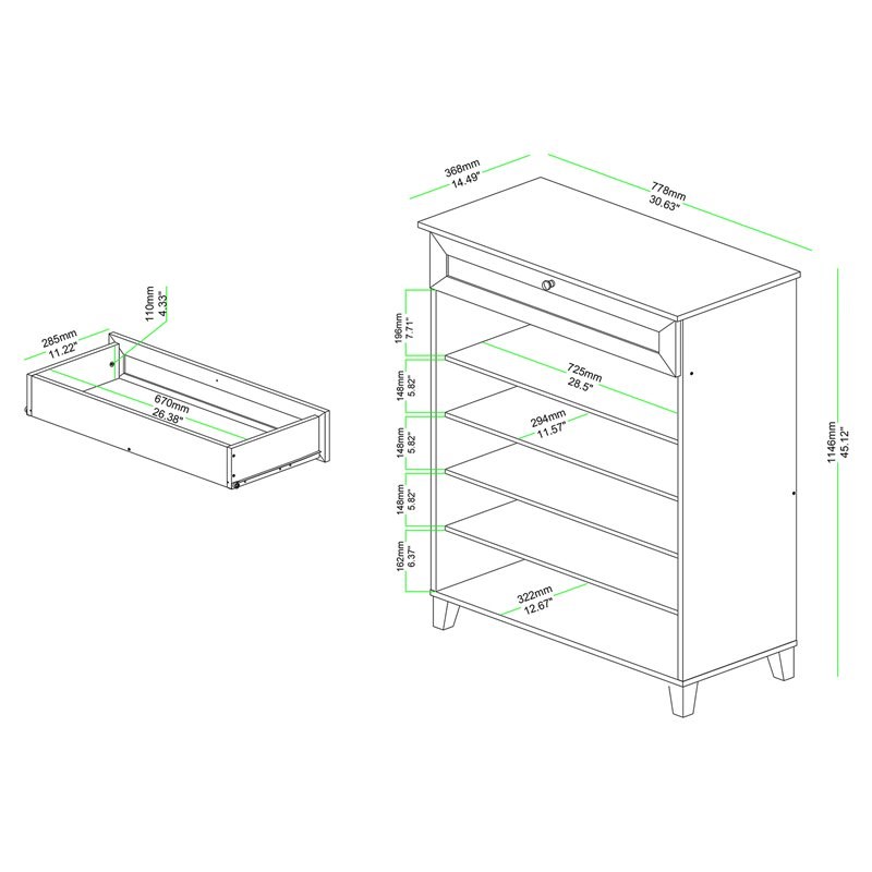Baxton Studio Coolidge Oak Brown Finished Wood 5-Shelf Shoe Storage Cabinet