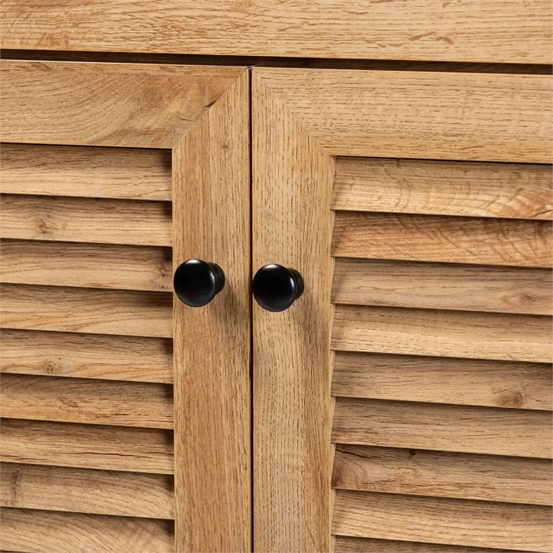 Baxton Studio Coolidge Oak Brown Finished Wood 5-Shelf Shoe Storage Cabinet