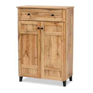 baxton studio glidden oak brown finished wood 1-drawer shoe storage cabinet