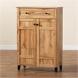 Baxton Studio Glidden Oak Brown Finished Wood 1-Drawer Shoe Storage Cabinet