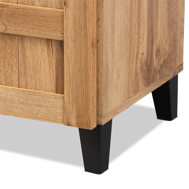 Baxton Studio Glidden Oak Brown Finished Wood 1-Drawer Shoe Storage Cabinet
