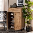 Baxton Studio Glidden Oak Brown Finished Wood 1-Drawer Shoe Storage Cabinet