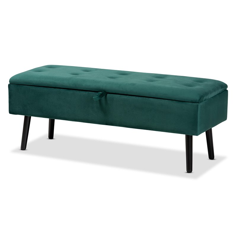 Baxton Studio Caine Green and Dark Brown Finished Wood Storage Bench
