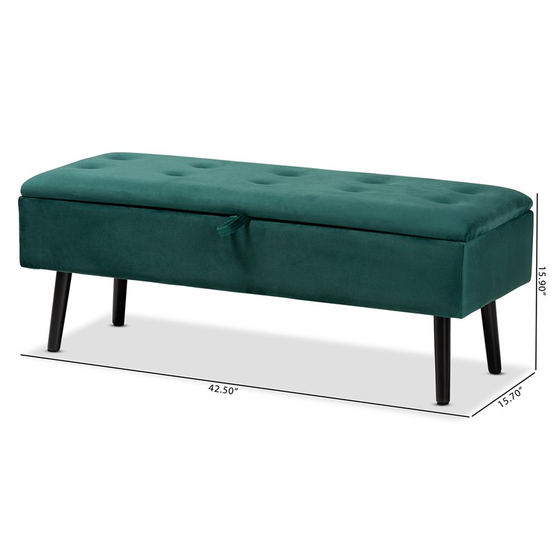 Baxton Studio Caine Green and Dark Brown Finished Wood Storage Bench