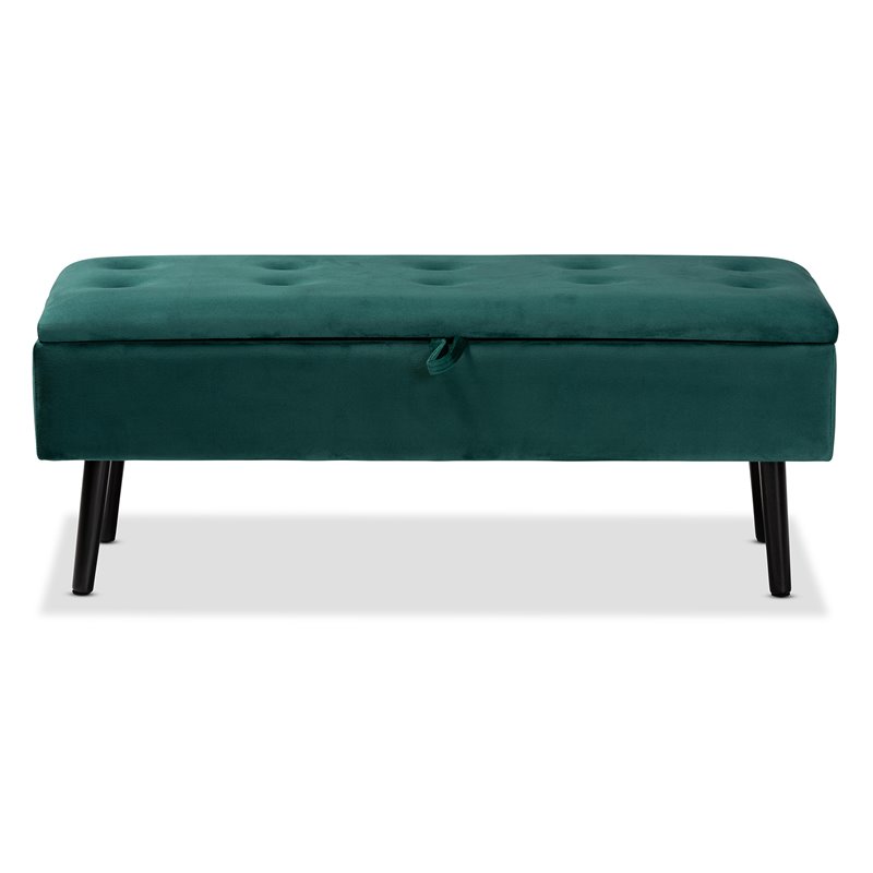 Baxton Studio Caine Green and Dark Brown Finished Wood Storage Bench