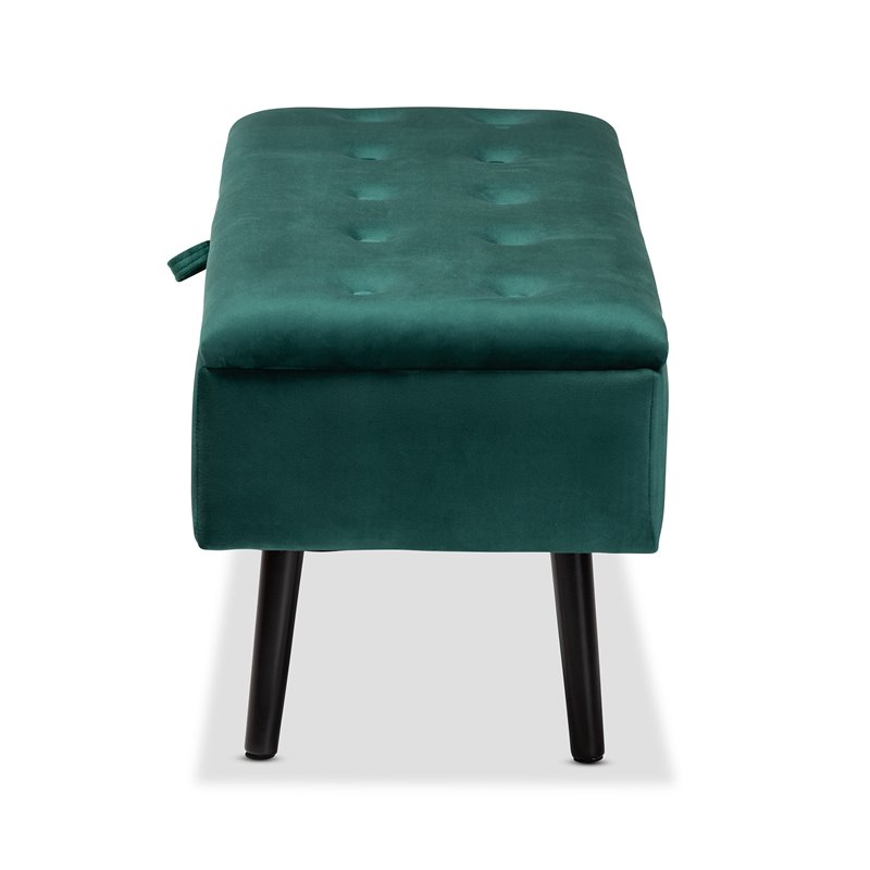 Baxton Studio Caine Green and Dark Brown Finished Wood Storage Bench