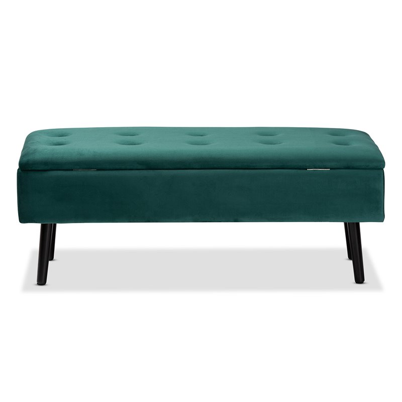 Baxton Studio Caine Green and Dark Brown Finished Wood Storage Bench