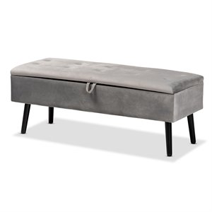 baxton studio caine gray and dark brown finished wood storage bench