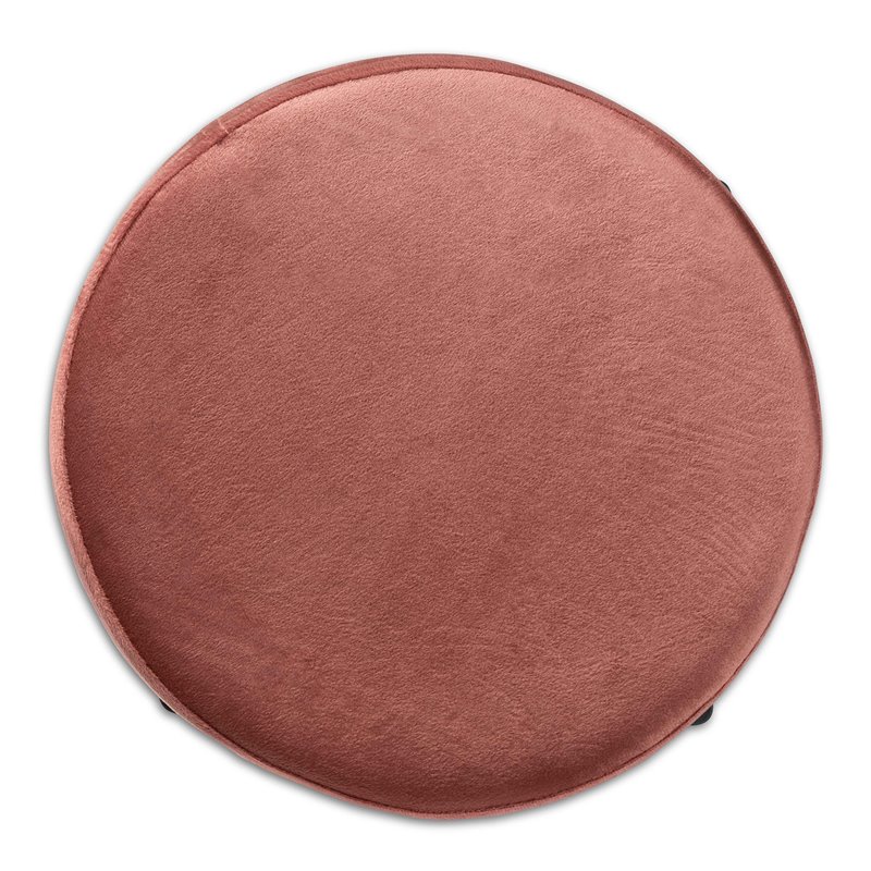 Baxton Studio Thurman Pink Velvet and Gold Finished Metal Ottoman