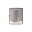 Baxton Studio Thurman Grey Velvet and Gold Finished Metal Ottoman
