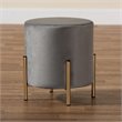 Baxton Studio Thurman Grey Velvet and Gold Finished Metal Ottoman