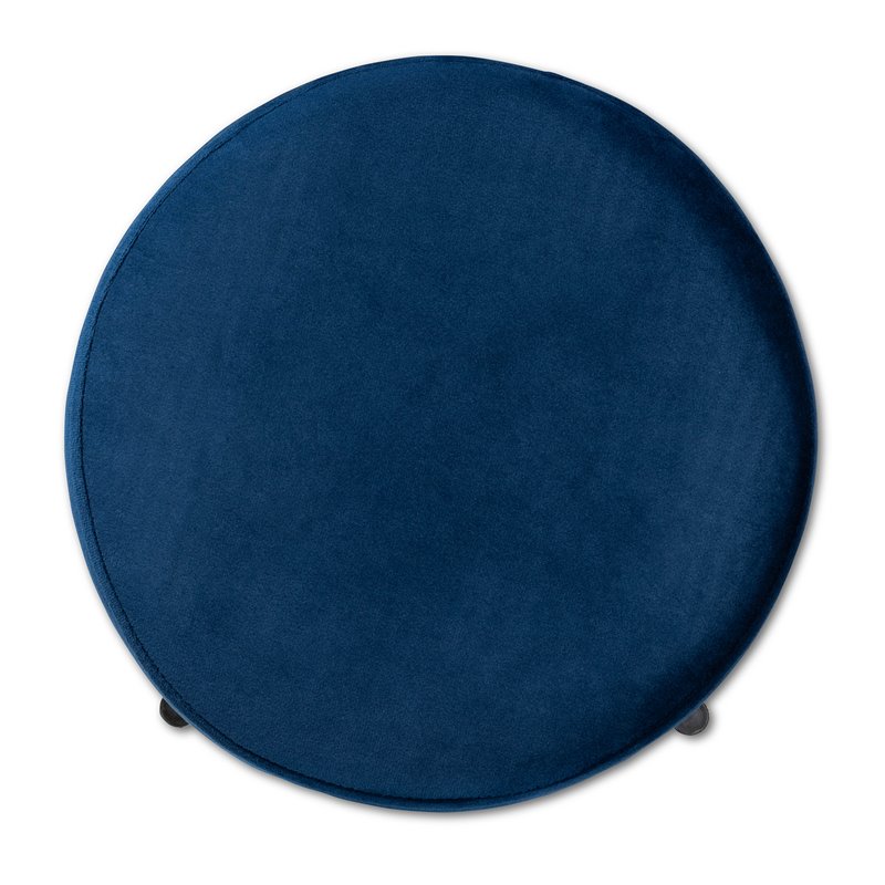 Baxton Studio Thurman Navy Blue Velvet and Gold Finished Metal Ottoman