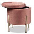Baxton Studio Malina Pink Velvet and Gold Finished Metal Storage Ottoman
