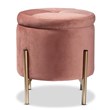 Baxton Studio Malina Pink Velvet and Gold Finished Metal Storage Ottoman