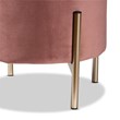 Baxton Studio Malina Pink Velvet and Gold Finished Metal Storage Ottoman