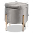 Baxton Studio Malina Gray Velvet and Gold Finished Metal Storage Ottoman
