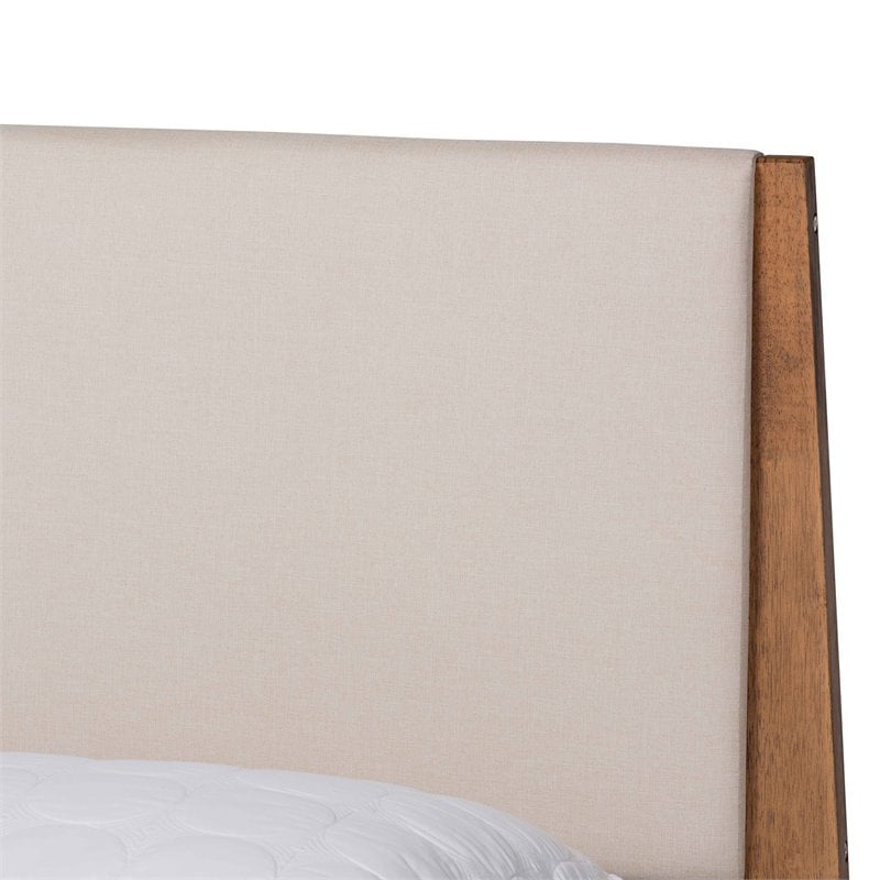 Baxton Studio Senna Beige and Walnut Brown Finished Wood King Size Platform Bed