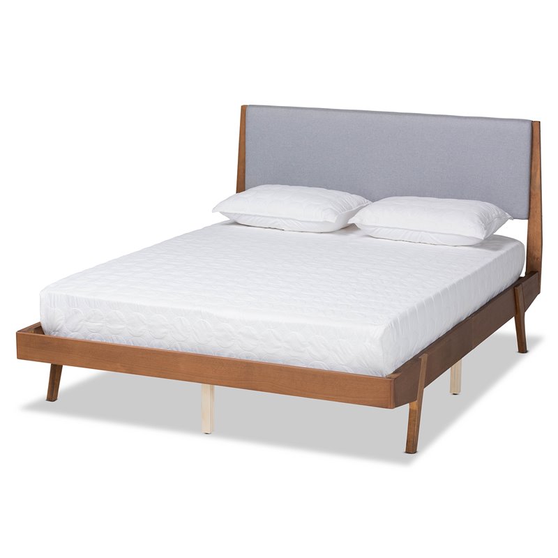 Baxton Studio Senna Gray and Walnut Brown Finished Wood King Size Platform Bed