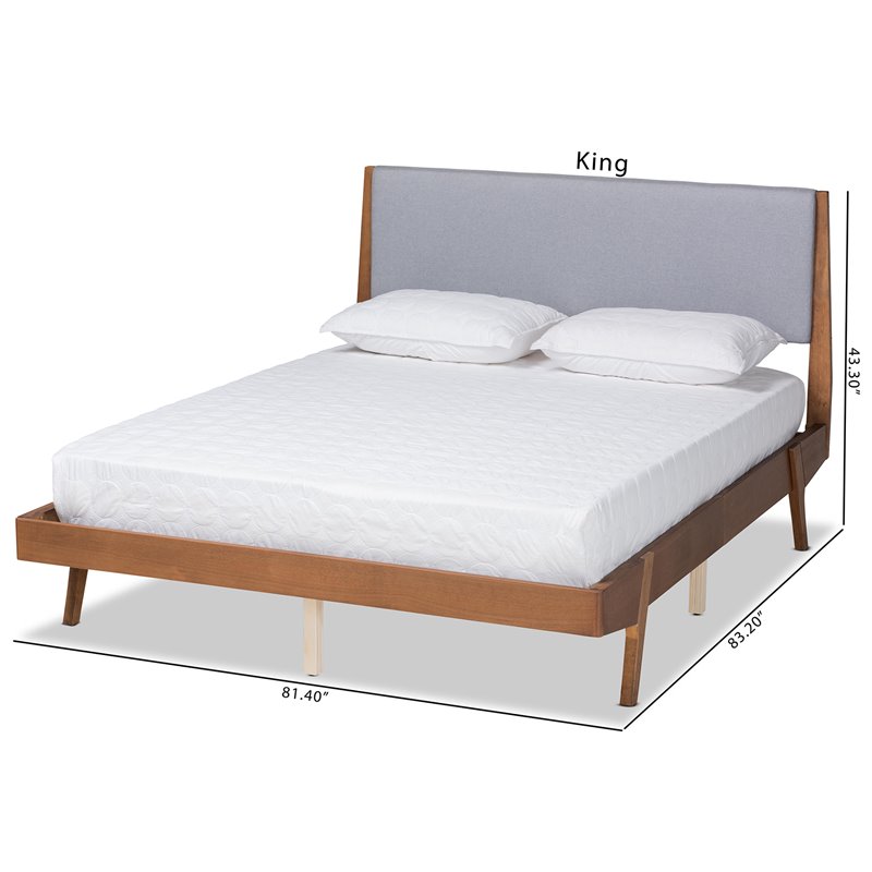 Baxton Studio Senna Gray and Walnut Brown Finished Wood King Size Platform Bed