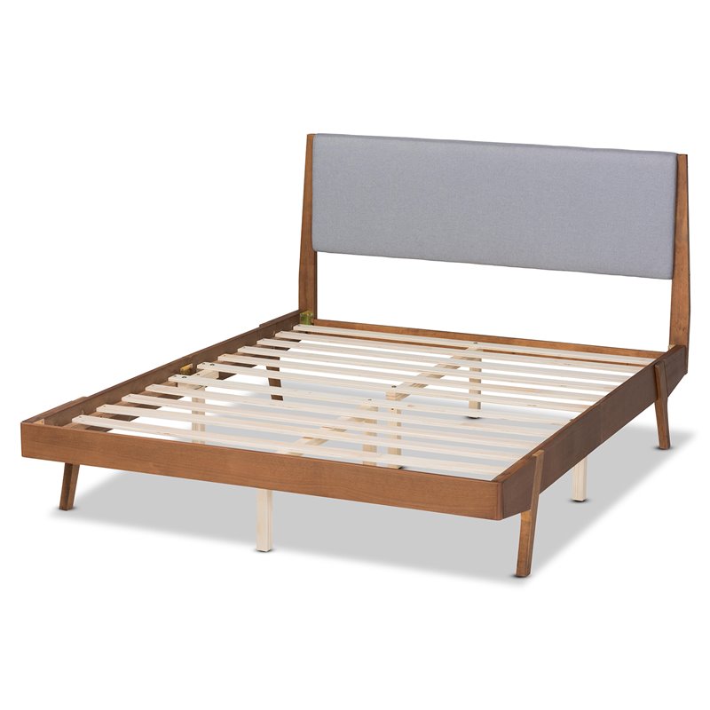 Baxton Studio Senna Gray and Walnut Brown Finished Wood King Size Platform Bed